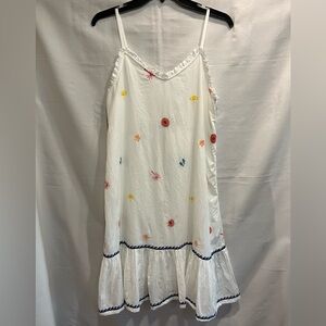 NWT Cynthia Rowley Sleepwear Strappy Nightgown White Coastal Embroidery Size S